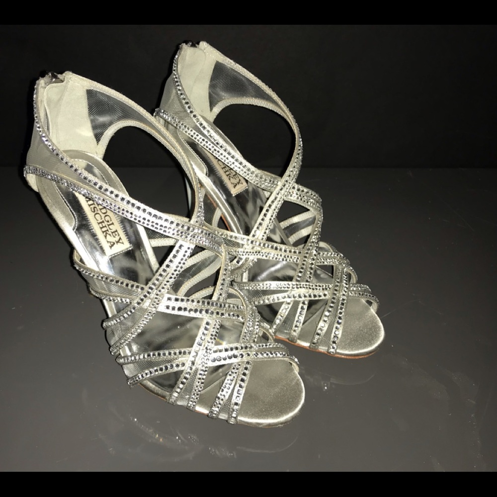 Badgley Mischka Silver Bling Heels